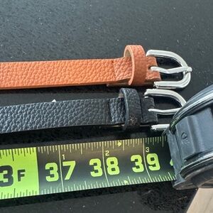 SET OF 2 - Leather Slim Belt - Black and Brown Belt